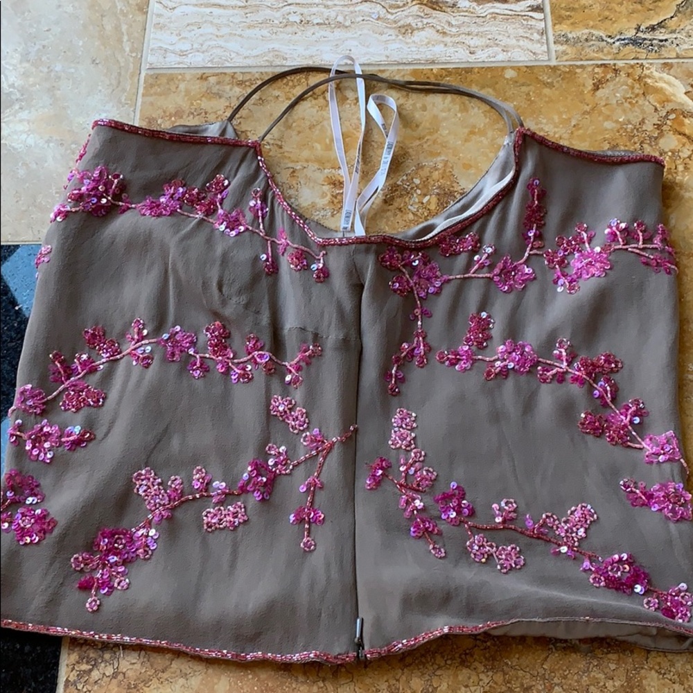 Laundry by Shelli Segal taupe floral beads/sequins - Picture 6 of 8